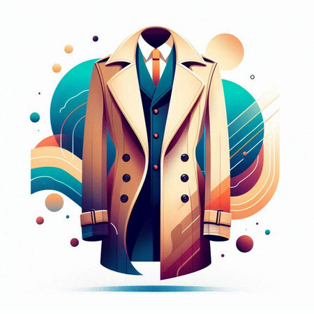 Stylish man in a coat on a colorful background. Vector illustration.のイラスト素材