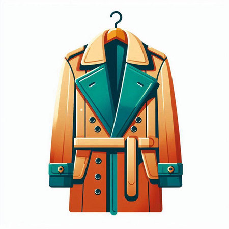 Vector illustration of a coat on a hanger isolated on white backgroundのイラスト素材