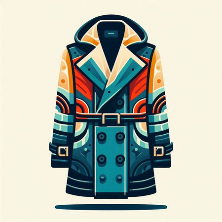 Vector illustration of a coat with a pattern in the style of the 80s.のイラスト素材