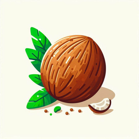 Illustration of a nutmeg on a white background. Vector illustrationのイラスト素材