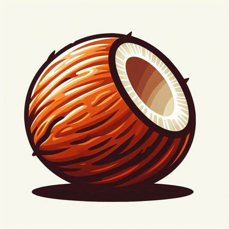 Coconut fruit. Vector illustration of a coconut on white background.のイラスト素材