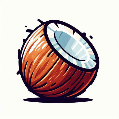 Coconut vector illustration. Hand drawn illustration of a coconut.のイラスト素材