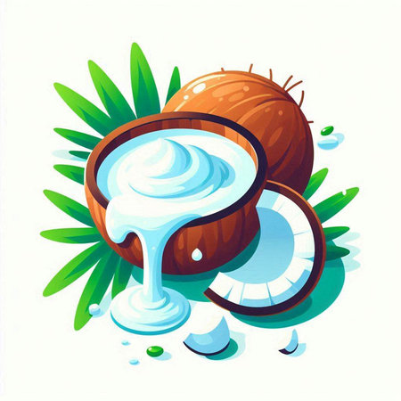 Coconut oil splash on white background. Vector cartoon illustration.のイラスト素材