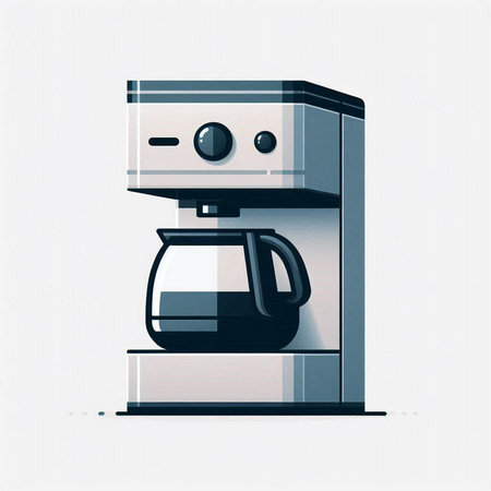 Coffee machine icon in flat style on white background. Vector illustration.のイラスト素材