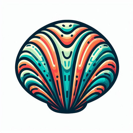 Sea shell. Hand drawn vector illustration. Isolated on white background.のイラスト素材