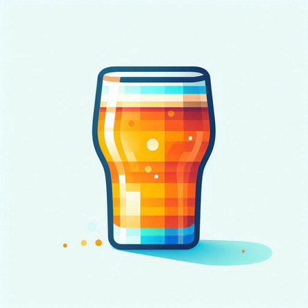 Colorful vector illustration of a glass of beer on a blue backgroundのイラスト素材