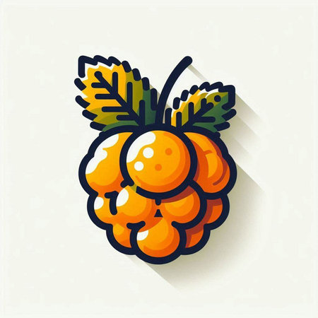 Raspberry icon with long shadow. Vector illustration in flat style.のイラスト素材