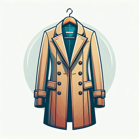 Vector illustration of a coat on a hanger in retro style.のイラスト素材