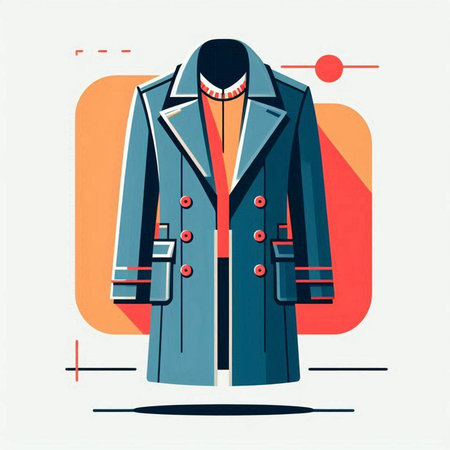 Stylish coat in retro style. Vector illustration on white background.のイラスト素材