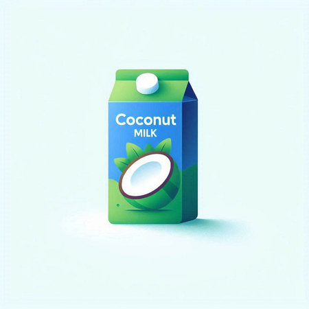 Coconut milk in a carton box. Vector illustration.のイラスト素材