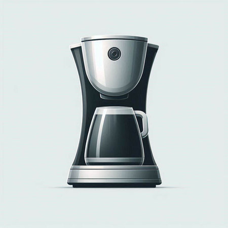 Illustration of a black coffee maker isolated on a white background.のイラスト素材
