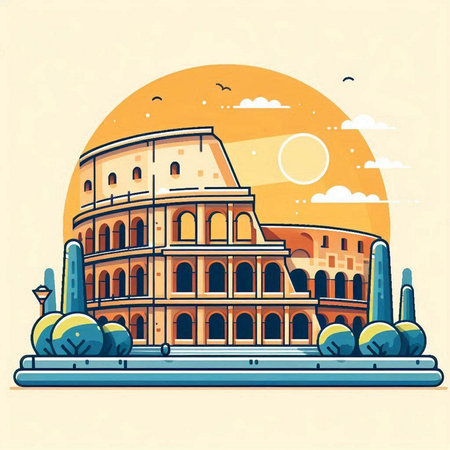 Colosseum in Rome, Italy. Colosseum is one of the main tourist attractions of Rome.のイラスト素材