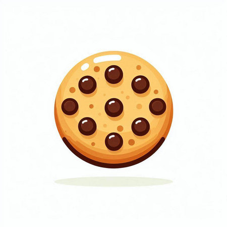 Illustration of a chocolate chip cookie isolated on a white background.のイラスト素材