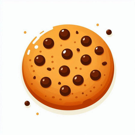 Illustration of chocolate chip cookie on white background. Vector illustration.のイラスト素材
