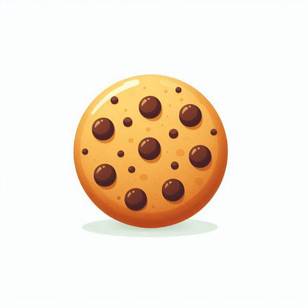 Chocolate chip cookie isolated on a white background. Vector illustration.のイラスト素材
