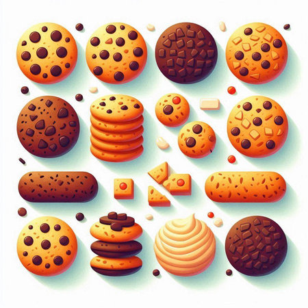Chocolate chip cookies on a white background. Vector illustration. Eps 10のイラスト素材
