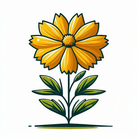 Cosmos flower icon isolated on white background. Vector cartoon illustration.のイラスト素材