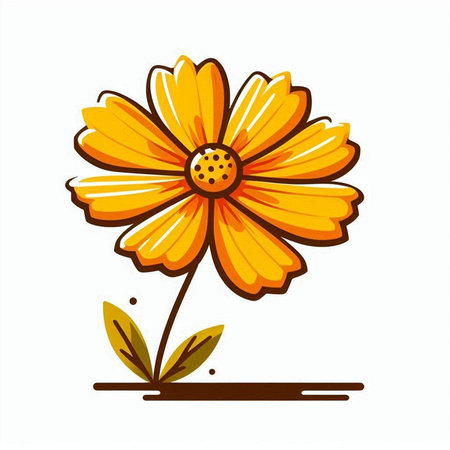 Cute cartoon daisy flower isolated on white background. Vector illustration.のイラスト素材