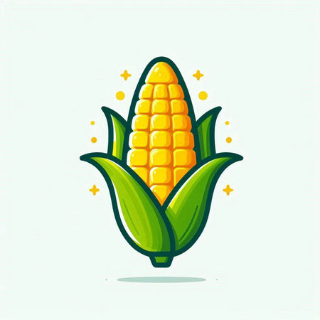 Corn on the cob on a white background. Vector cartoon illustration.のイラスト素材