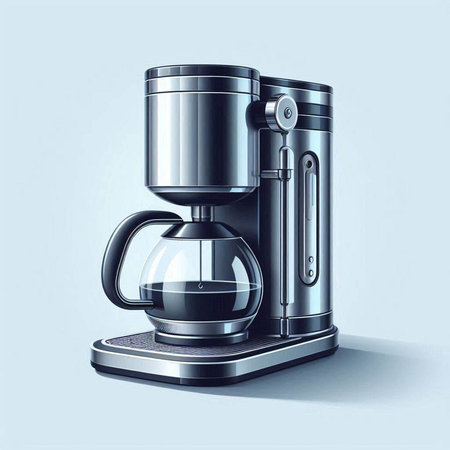 Coffee maker on a blue background. 3d rendering.のイラスト素材