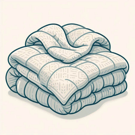 Illustration of a pile of knitted blankets. Vector illustration.のイラスト素材