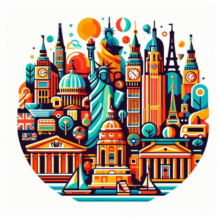 London, United Kingdom. Colorful vector illustration in cartoon style.のイラスト素材