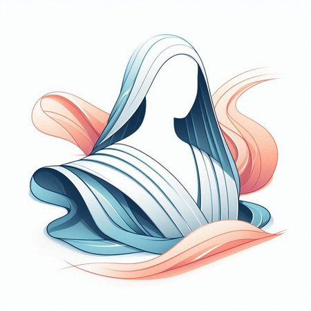 abstract 3d illustration of a blue and orange background with wavesのイラスト素材