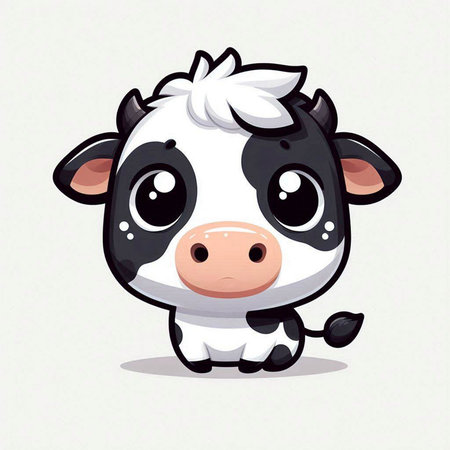 Cute cow cartoon on white background. Cute cow vector illustrationのイラスト素材