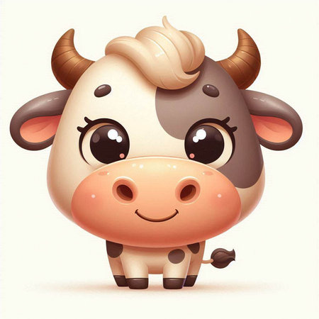 Cute cartoon cow. Vector illustration. Isolated on white background.のイラスト素材
