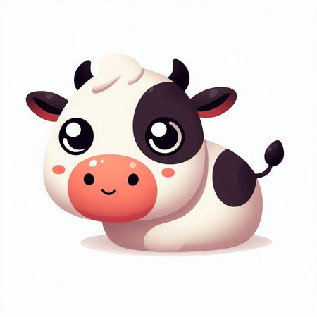 Cute cartoon cow isolated on a white background. Vector illustration.のイラスト素材