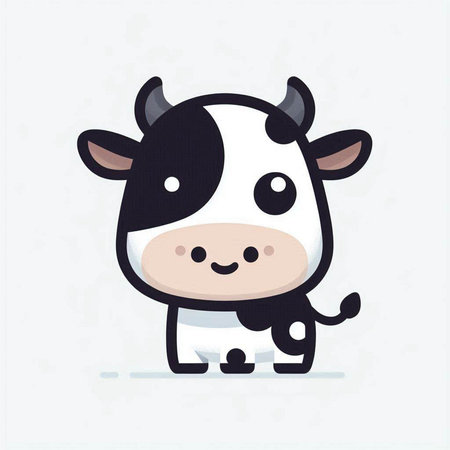 Cute cow cartoon on white background. Vector illustration. Cute cartoon cow.のイラスト素材