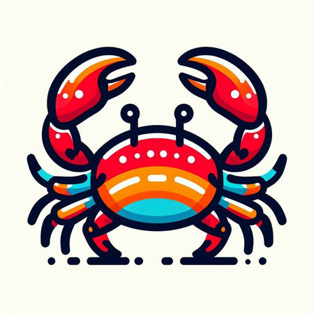 Crab icon. Vector illustration of a crab in cartoon style.のイラスト素材