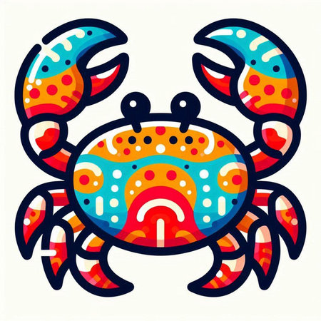 Cute cartoon crab character. Vector illustration isolated on white background.のイラスト素材