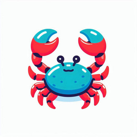 Cute cartoon crab isolated on a white background. Vector illustration.のイラスト素材