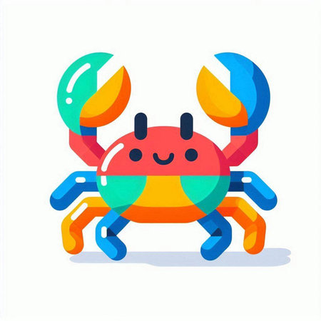 Cute cartoon crab isolated on a white background. Vector illustration.のイラスト素材
