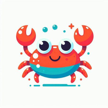 Cute cartoon crab. Vector illustration on white background. Isolated.のイラスト素材