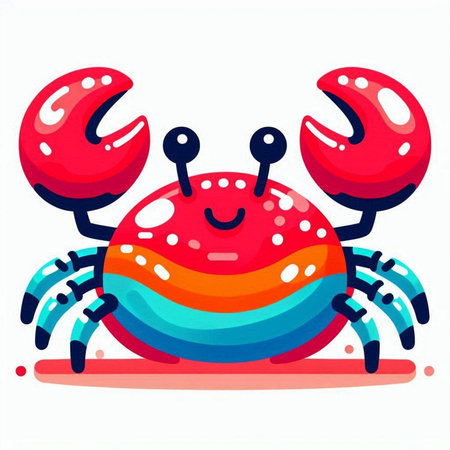 Cute cartoon crab. Vector illustration isolated on a white background.のイラスト素材