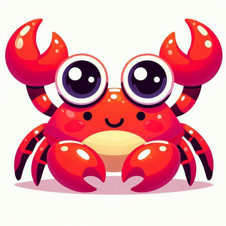 Cute cartoon crab isolated on a white background. Vector illustration.のイラスト素材