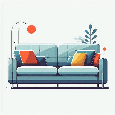 Modern sofa in flat style. Vector illustration of a sofa in a flat style.のイラスト素材