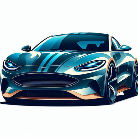 illustration of a blue sports car on a white background, vectorのイラスト素材