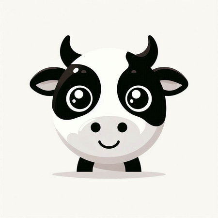 Cute cartoon cow. Vector illustration on white background. Farm animal.のイラスト素材