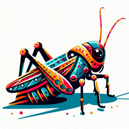 Grasshopper isolated on a white background. Vector illustration.のイラスト素材