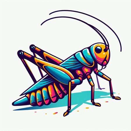 Colorful grasshopper icon isolated on white background. Vector illustration.のイラスト素材