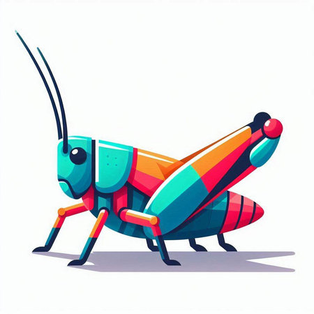 Grasshopper. Hand drawn vector illustration in cartoon style.のイラスト素材