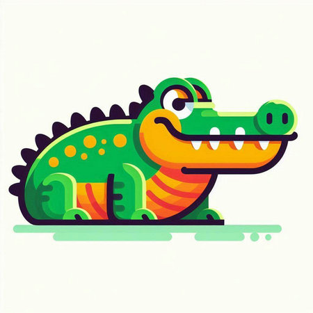 Cute cartoon crocodile vector illustration. Cute crocodile character.のイラスト素材