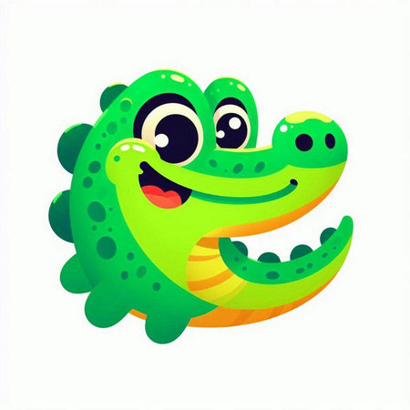 Cute smiling crocodile isolated on white background. Vector illustration.のイラスト素材