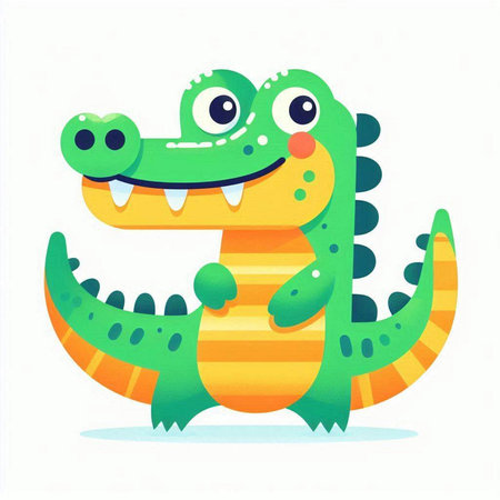Cute cartoon crocodile. Vector illustration isolated on white background.のイラスト素材