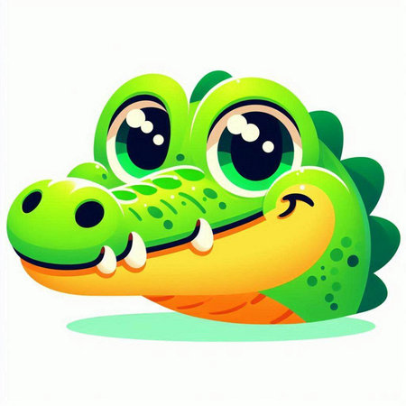 Cute crocodile isolated on a white background. Vector illustration.のイラスト素材