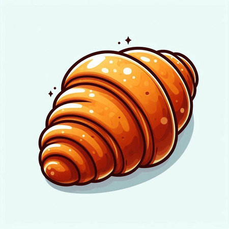 Croissant icon in cartoon style isolated on light blue background. Vector illustration.のイラスト素材