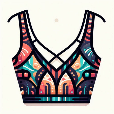 Ethnic floral patterned tank top. Hand drawn vector illustration.のイラスト素材